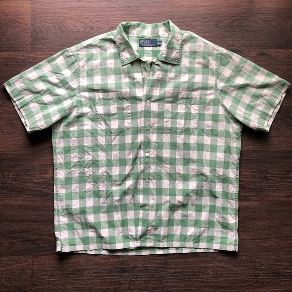Polo Ralph Lauren Green Plaid Button Down S/S XL - Picture 1 of 6